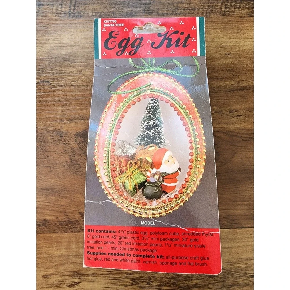 Wang's Vintage Egg Kit Santa Ornament Craft Kit Never Opened Christmas Diorama